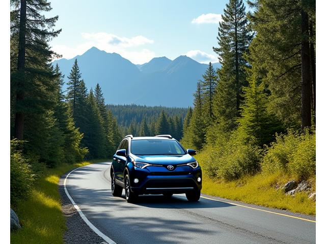 Toyota RAV4 on a wilderness road in Canada
